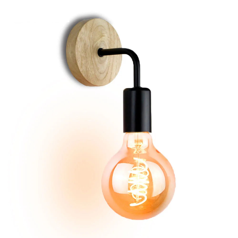 Afralia™ Vintage Wood Rope Wall Light Sconce Fixture for Bedroom Dining Room