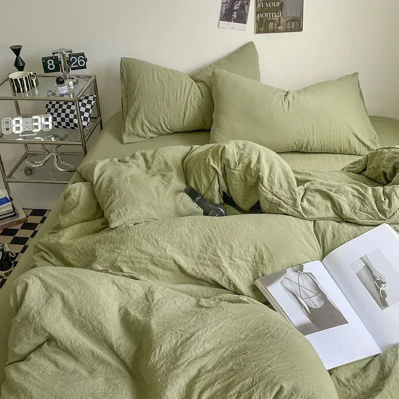 Afralia™ Cotton Bedding Set with Comforter Cover, Sheet, and Pillowcase Set