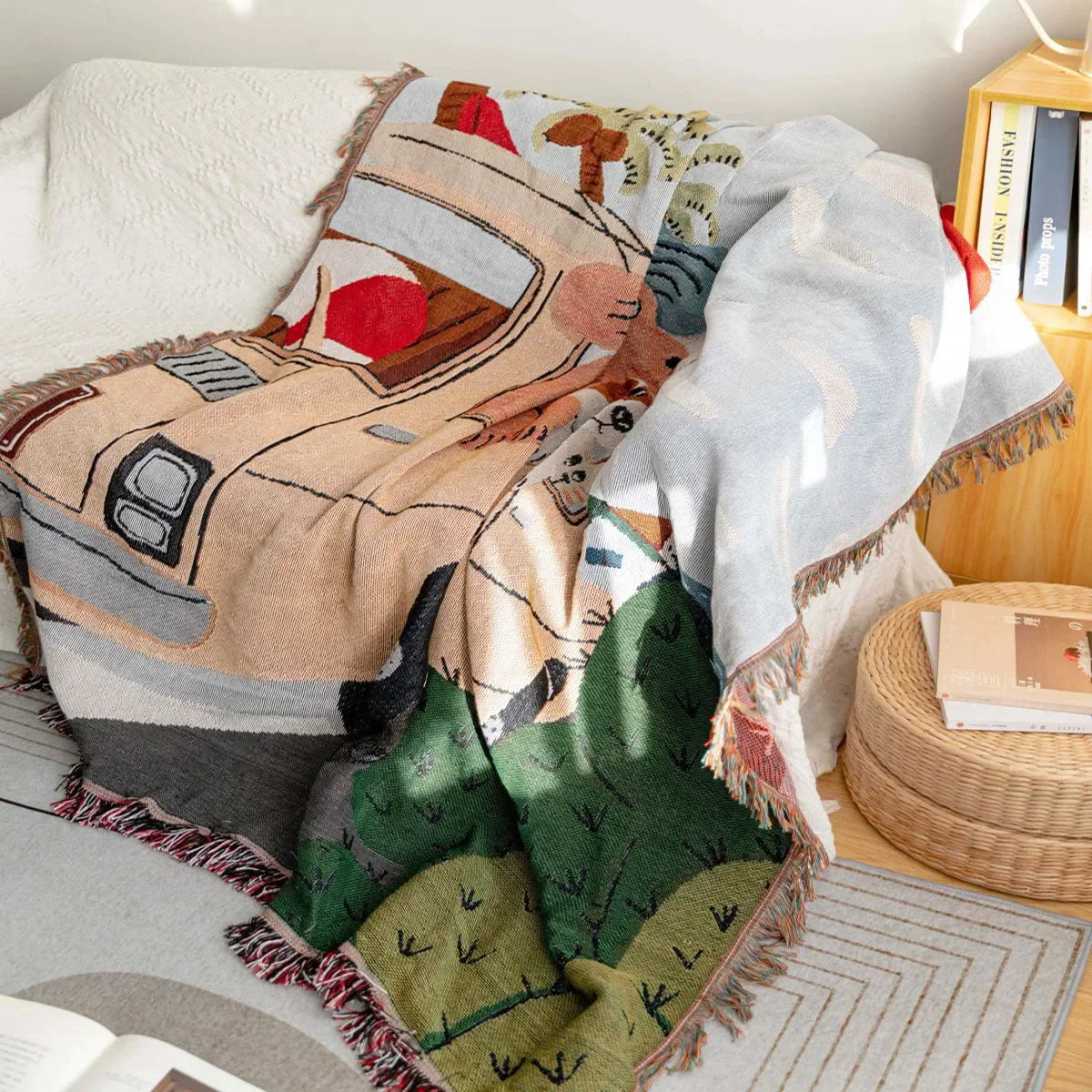 Afralia™ Knitted Tapestry Sofa Blanket - Light Luxury Decorative Blanket for Living Room, Nap Bedspread, Picnic, Camping Mat