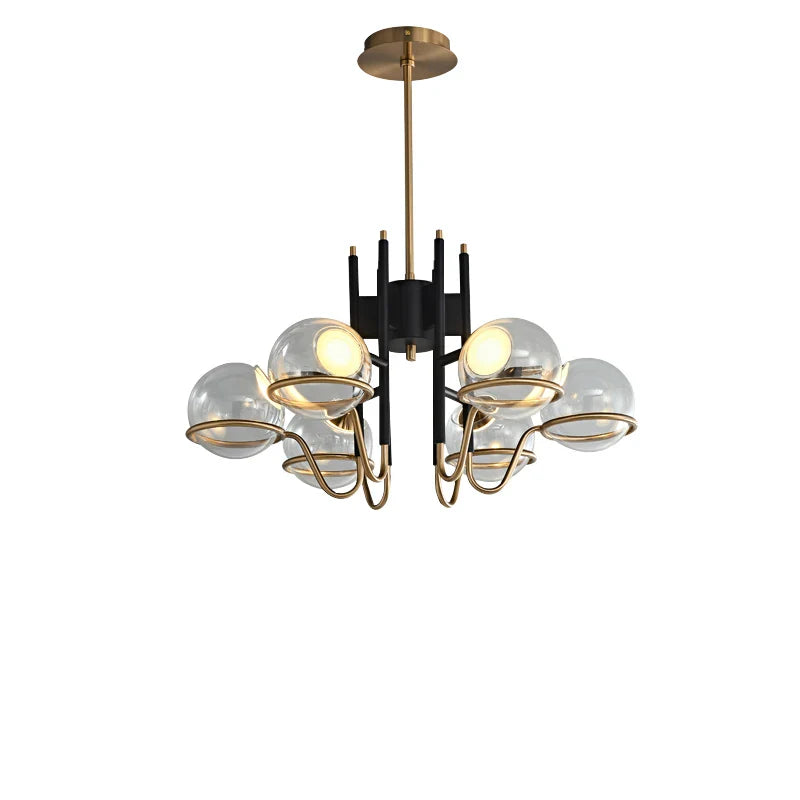 Afralia™ Luxury Clear Glass Ball Ceiling Chandelier for Hotel Cafe Restaurant Office