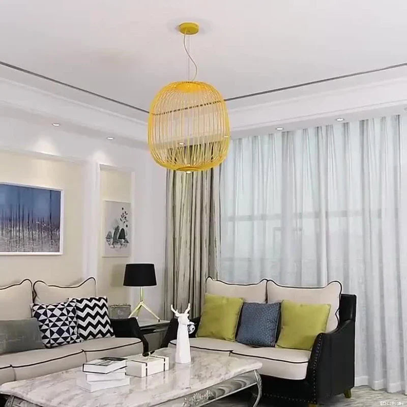Afralia™ Spokes Bird Cage Pendant Light for Creative Interior Lighting