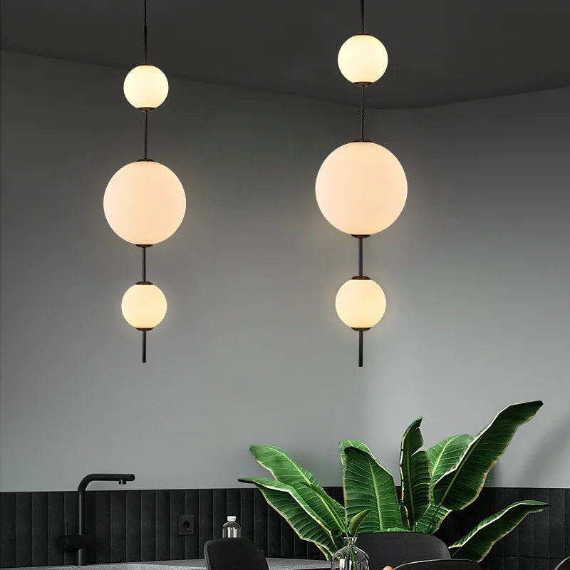 Afralia™ LED White Glass Ball Pendant Lamp for Home Decor.