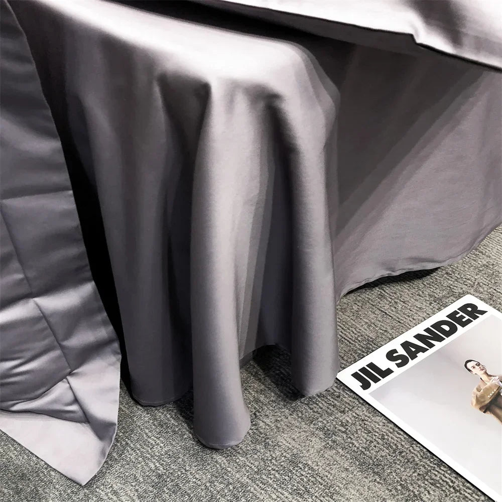 Afralia™ Egyptian Cotton Bedding Set - Solid Color Sheet Pillowcase Duvet Cover