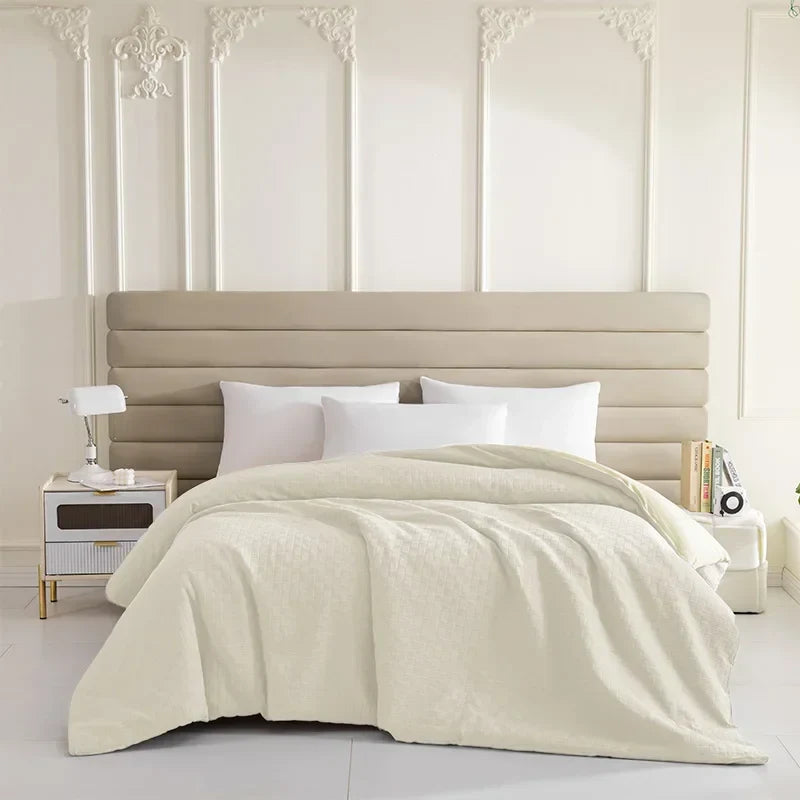 Afralia™ Waffle Grid Queen Duvet Two-sided Design Soft Breathable Comforter Blanket