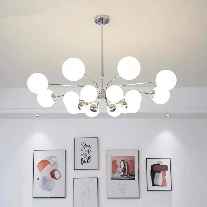 Afralia™ Glass Ball LED Ceiling Chandelier for Modern Living Room and Bedroom