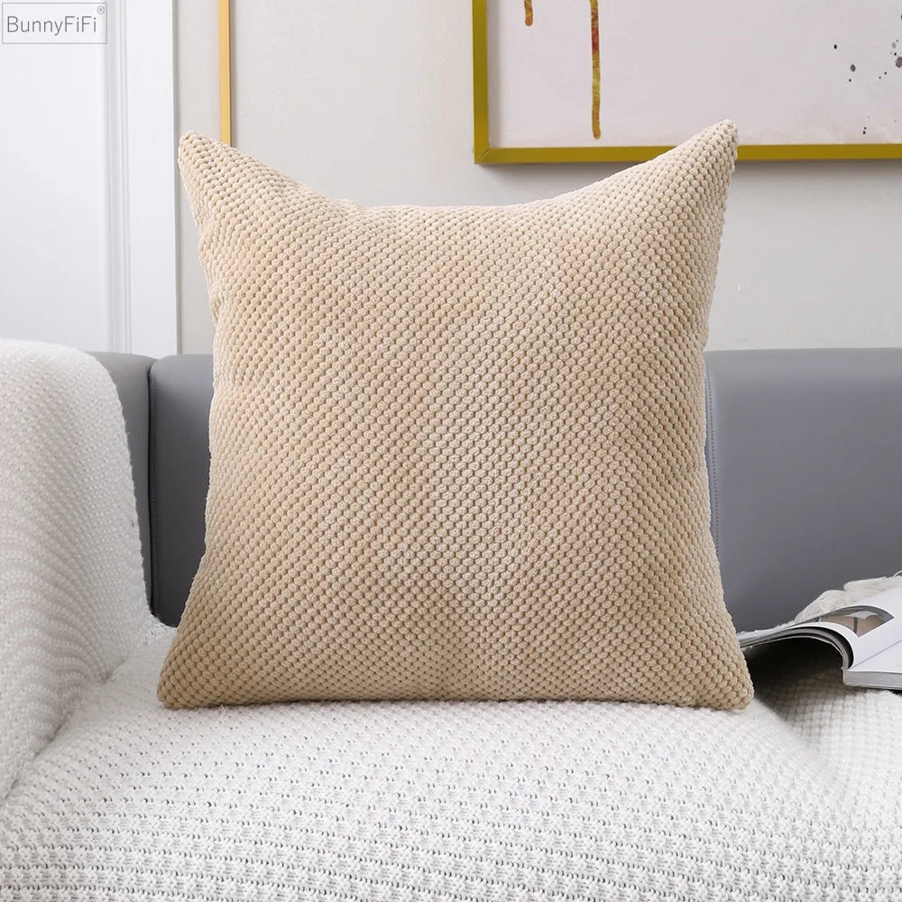 Afralia™ Plush Velvet Cushion Cover for Home Decor 45x45 Ivory Navy Orange Green Grey Red Tan Pink White