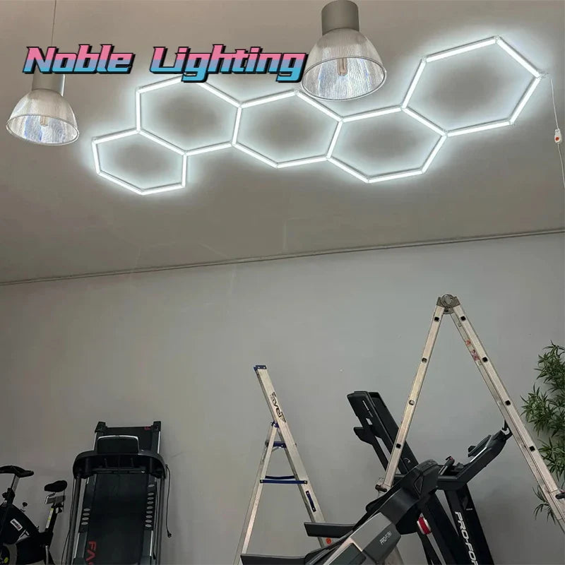 Afralia™ Hexagon LED Honeycomb Light: Ultra Bright Ceiling Lighting for Garage, Workshop, Showroom, Barber