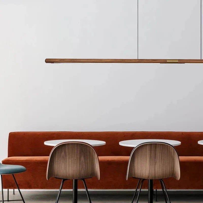 Afralia™ Walnut Pendant Lamp 220cm Solid Wood LED Dining Room Light Luxurious Living Room Light