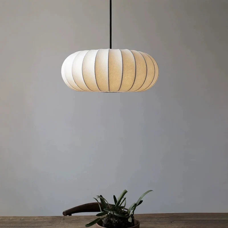 Afralia™ Pumpkin Silk Light Pendant - Japanese Style Minimalist Living Room Kitchen Lamp