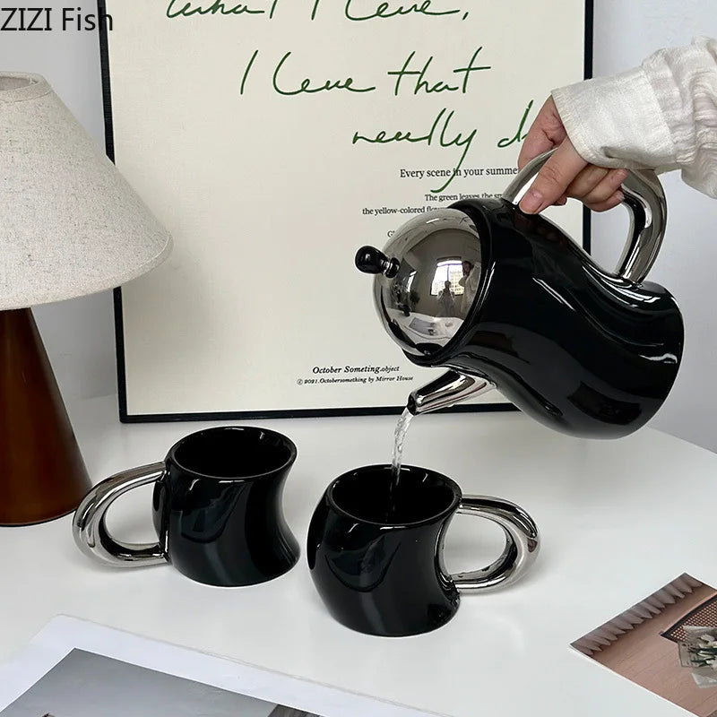 Afralia™ Bending Design Ceramic Coffee Mug for Dining Table and Tea Time