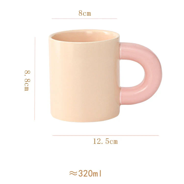 Afralia™ Minimalist Porcelain Mug with Big Handle for Coffee, Tea, Juice, and More