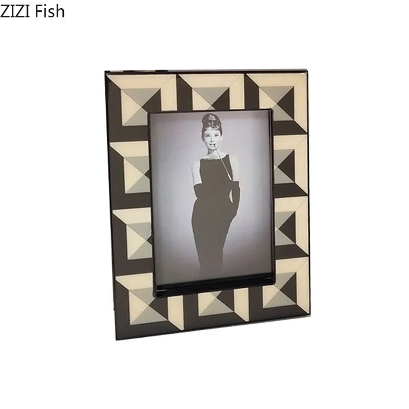 Afralia™ Checkered Photo Frame 6/7 Inch - Bedside Table or Desk Decoration