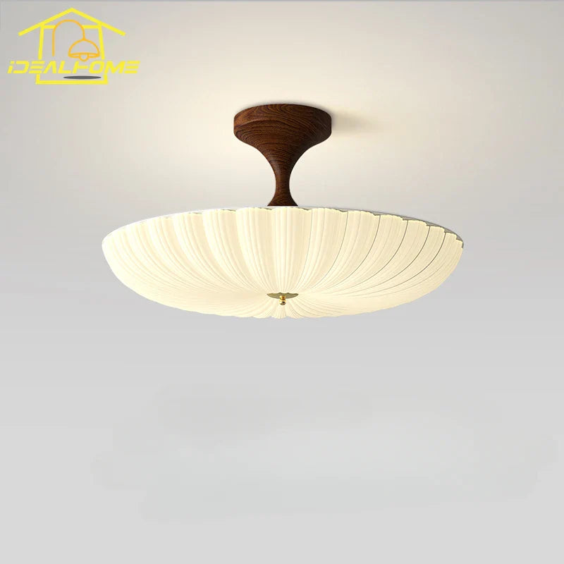 Afralia™ Walnut Shell Acrylic Iron Art Ceiling Lights LED Warm Round Lamp
