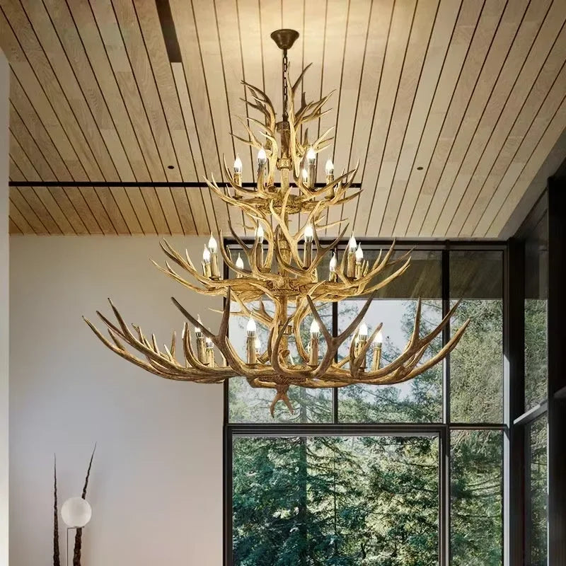 Afralia™ Antler Chandelier: Resin Deer Horn Pendant Lighting for Home, Restaurant, Hotel
