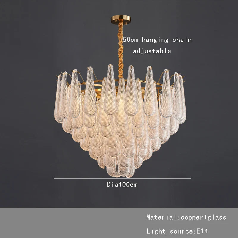 Afralia™ Elegant Glass Chandelier Lighting for Home Dining Room Decor