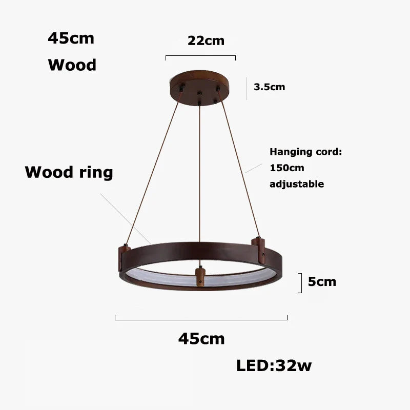Afralia™ Natural Stone Wood LED Chandelier Pendant Light for Living & Dining Room