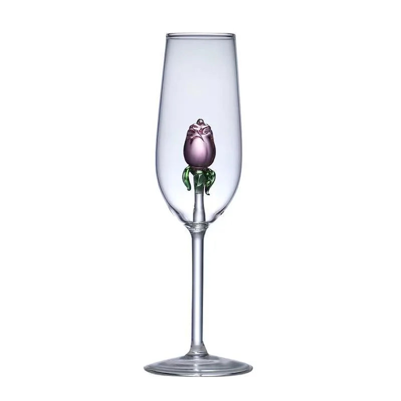 Afralia™ 3D Rose Stemware Wine Glass, Champagne Flute - Lovely Gift Home Decor