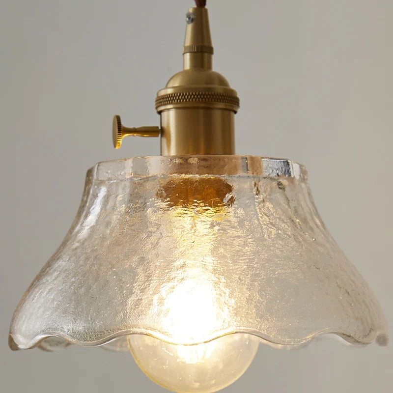 Afralia™ Copper Glass LED Pendant Lamp for Dining Living Room Bedroom Bar Nordic Style Hnaging Light