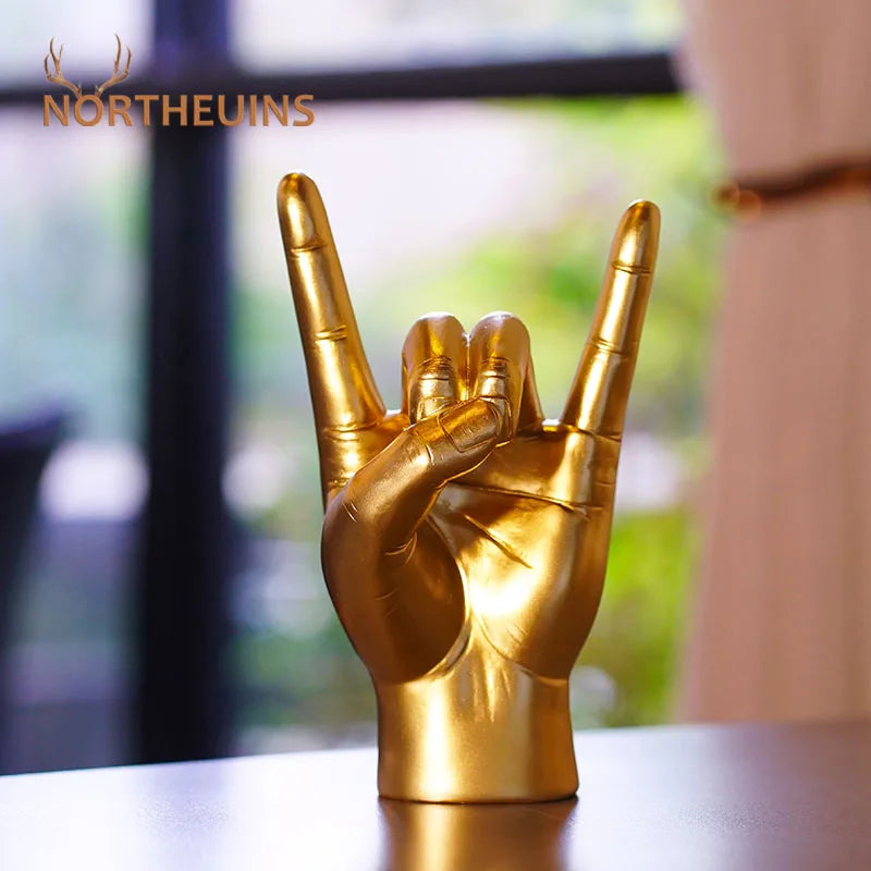 Afralia™ Rock Gesture Resin Ornaments: Stylish Handcrafted Home Decor for Living Room & Bedroom