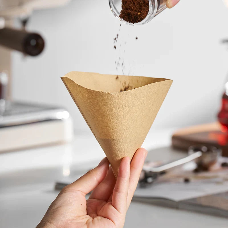 Afralia™ Coffee Filter Paper Drip 01 02 Espresso Natural Cone-Shape for Barista Mocha Pot