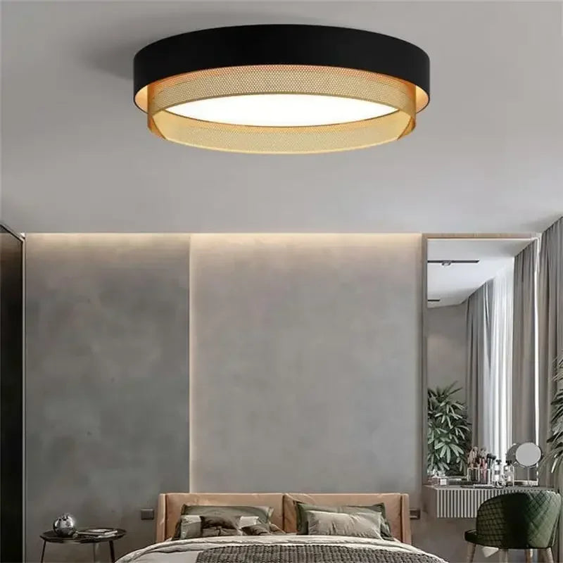 Afralia™ Circular Metal Grid LED Ceiling Light - Modern Room Lighting