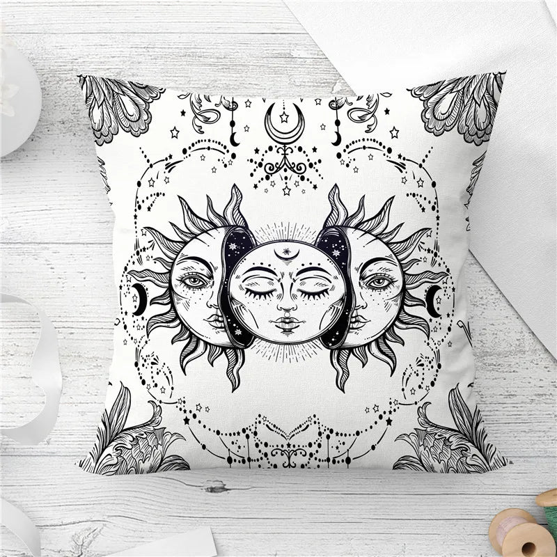 Afralia™ Mandala Flower Sun Moon Pillowcase Sofa Cushion Covers Home Decor Polyester