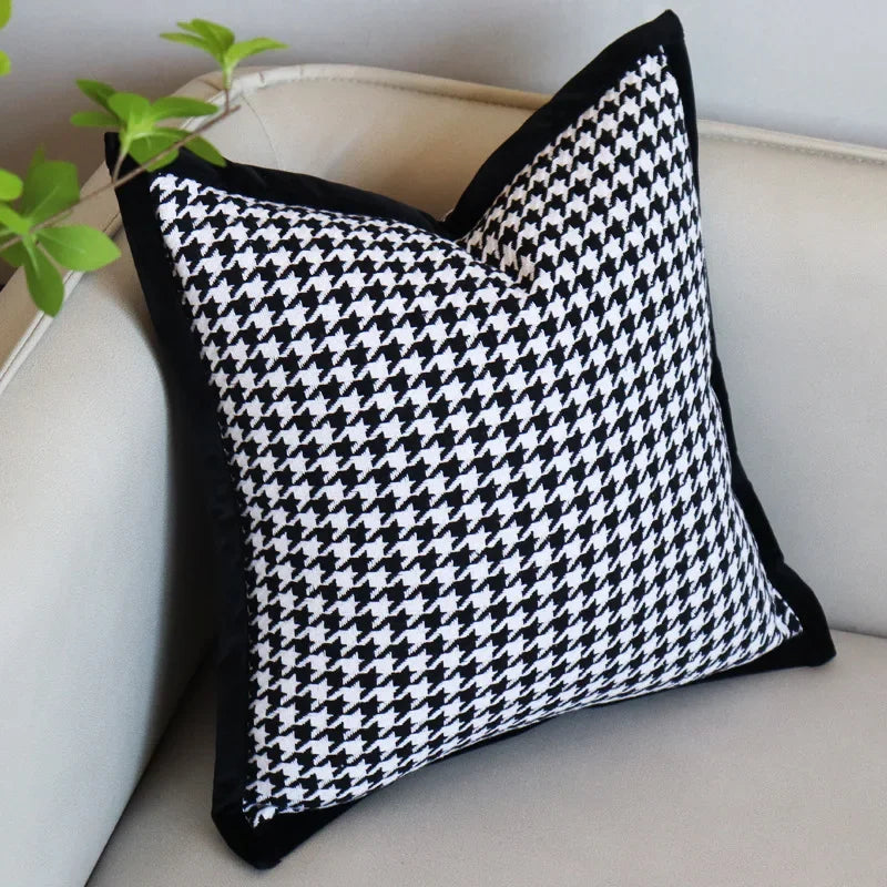 Afralia™ Houndstooth Jacquard Pillowcase 45X45CM – Nordic Simple Decorative Throw Pillow Cover