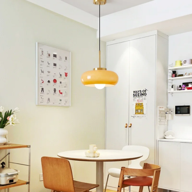 Afralia™ Orange Glass Pendant Lamp for Cafe Bar Loft Living Room Vintage LED Light