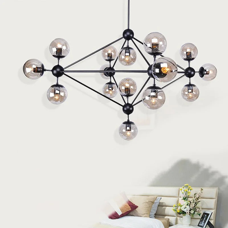 Afralia™ Glass Ball Chandelier: Industrial Vintage Loft Lighting for Living Room, Kitchen, and More