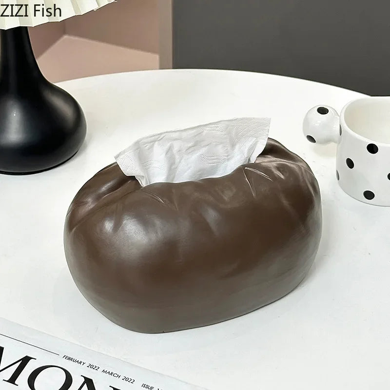 Afralia™ Ceramic Coffee Bean Tissue Box - Table Decoration & Paper Towel Case