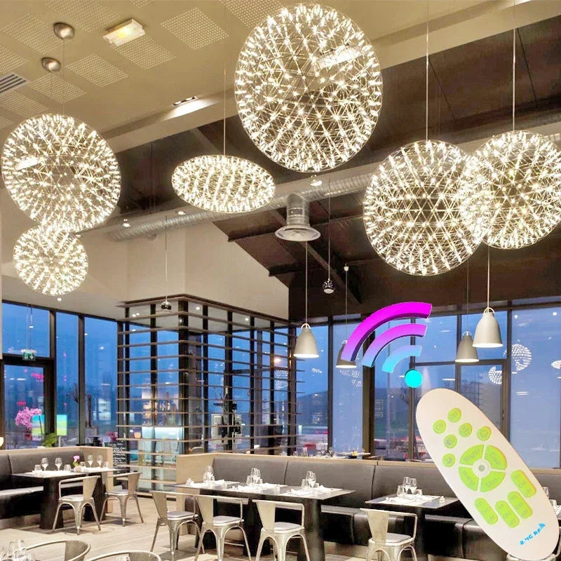 Afralia™ Modern Firework Pendant Chandelier with Remote for Kitchen Island