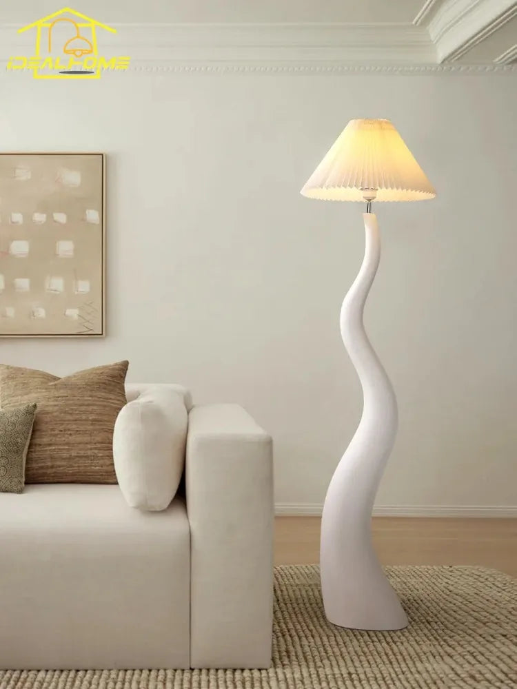 Afralia™ Cream Resin Floor Lamp LED E27 for Stylish Living Room Decor & Lighting