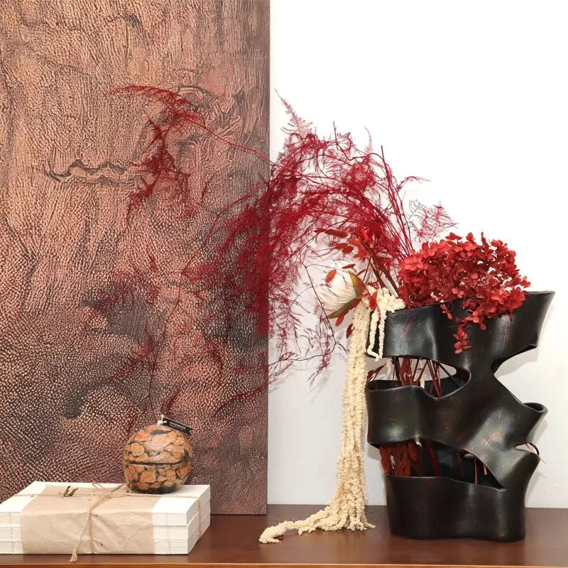 Afralia™ Resin Abstract Crack Ornament Block Decor Figurines Floral Arrangement Home Decoration
