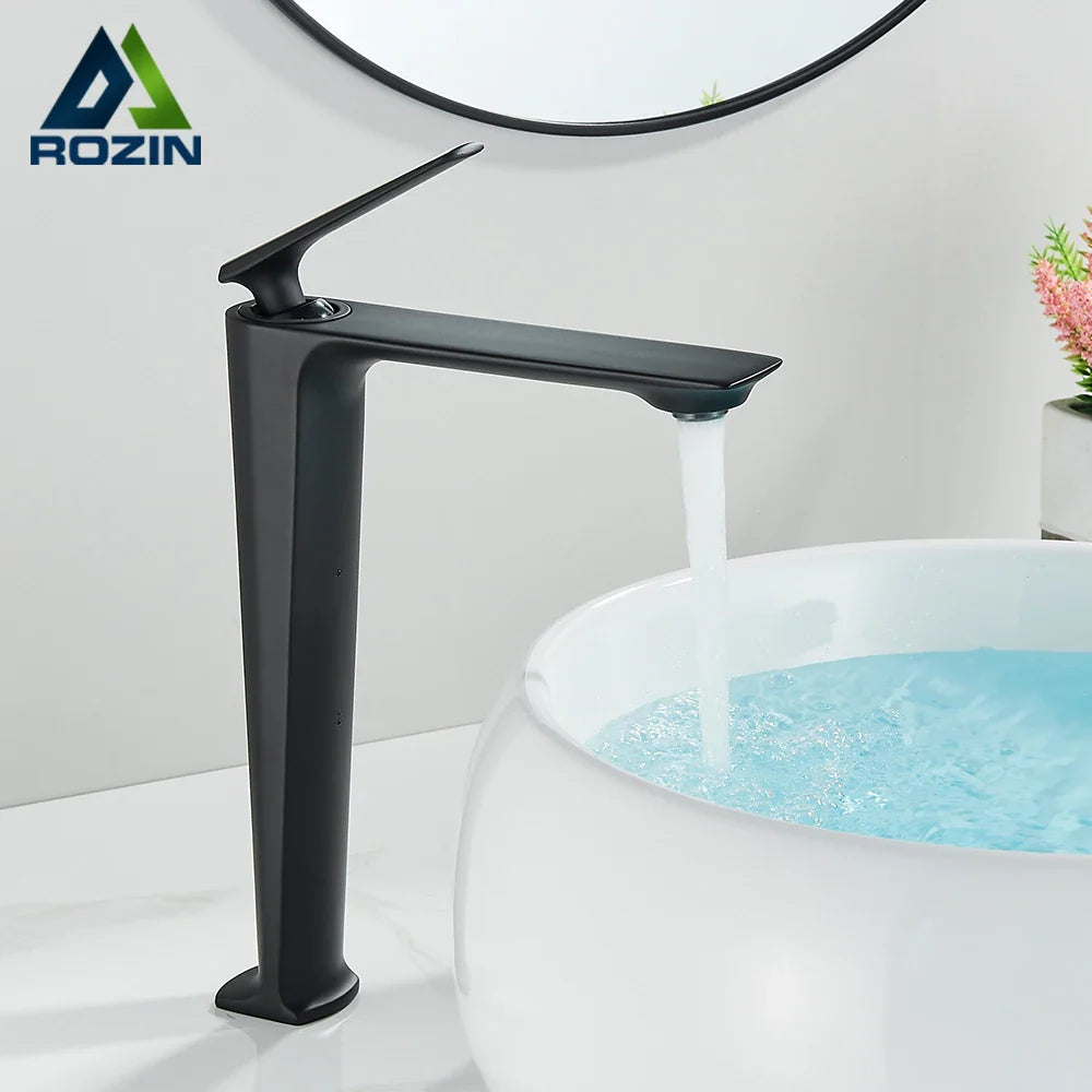 Afralia™ Matte Black Brass Basin Faucet Single Lever Bathroom Sink Mixer