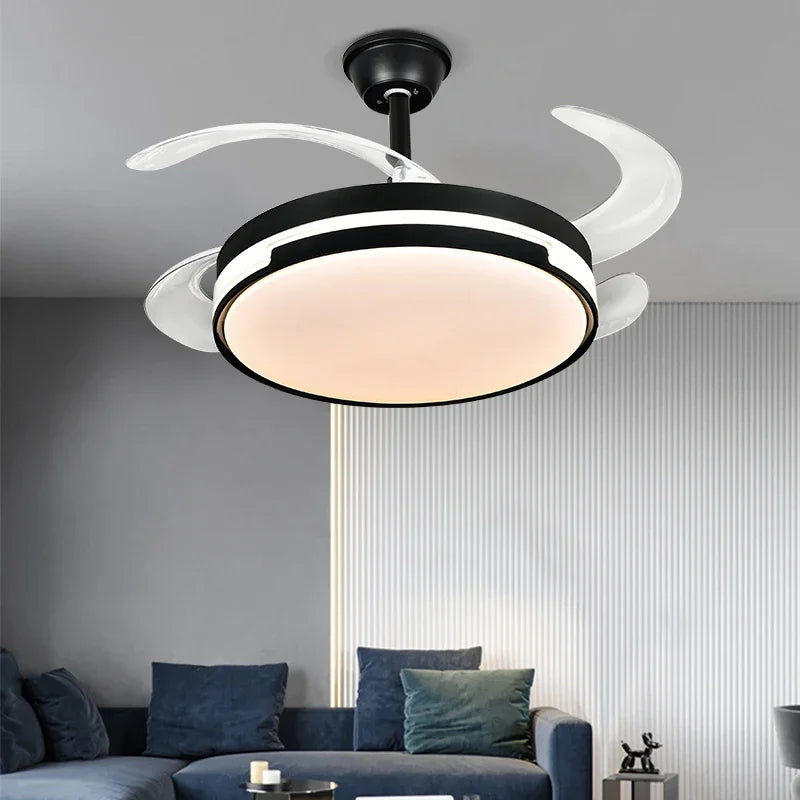 Afralia™ Invisible Ceiling Fan with LED Light, Retractable Blades, Remote Control