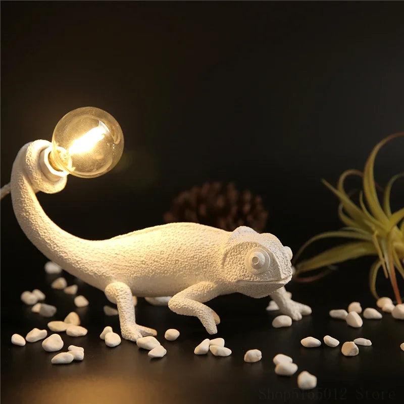 Afralia™ Chameleon LED Table Lamp - Modern Resin Animal Desk Light for Bedroom & Reading