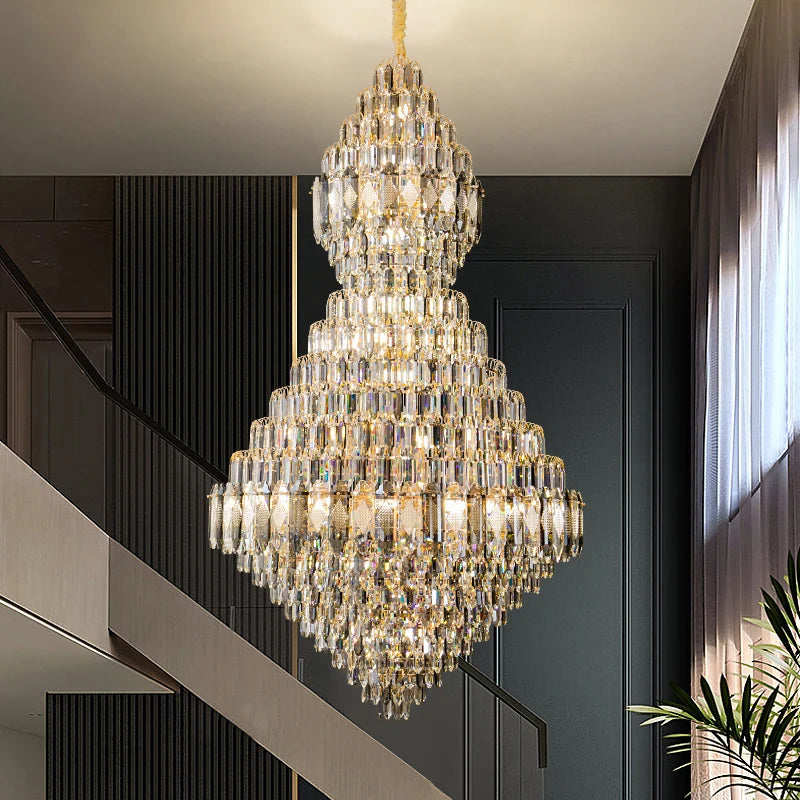 Afralia™ Luxury Crystal Chandelier: Modern European Mid-Floor Villa Hollow Jump Floor Lamp