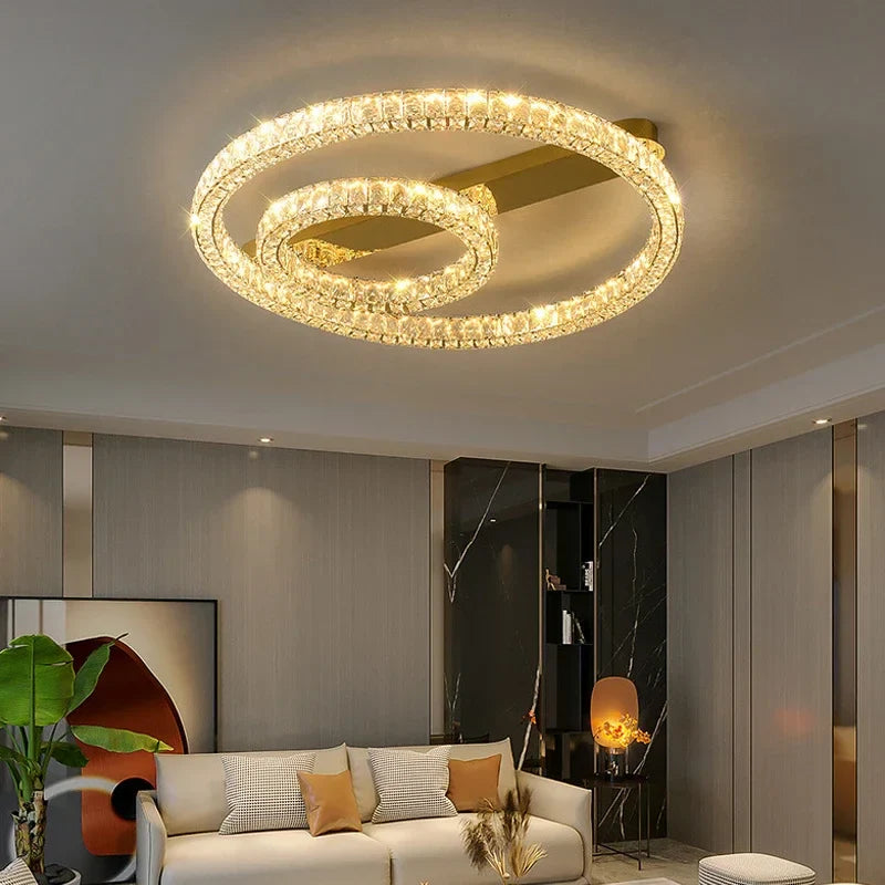 Afralia™ Gold Crystal Ceiling Lights for Elegant Home Decor