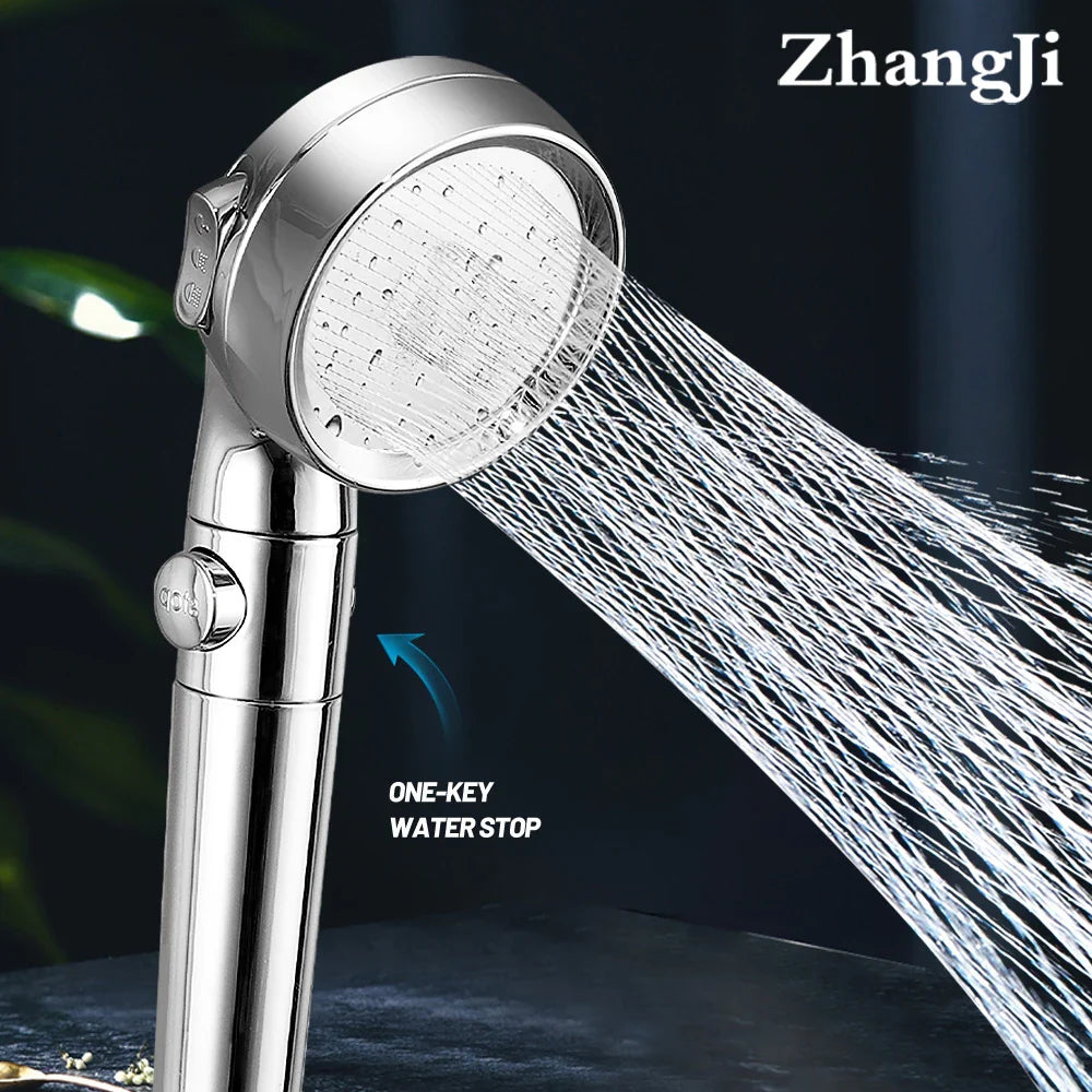 Afralia™ Chrome 3-Function High Pressure Shower Head with Cotton Filter and Water Saving
