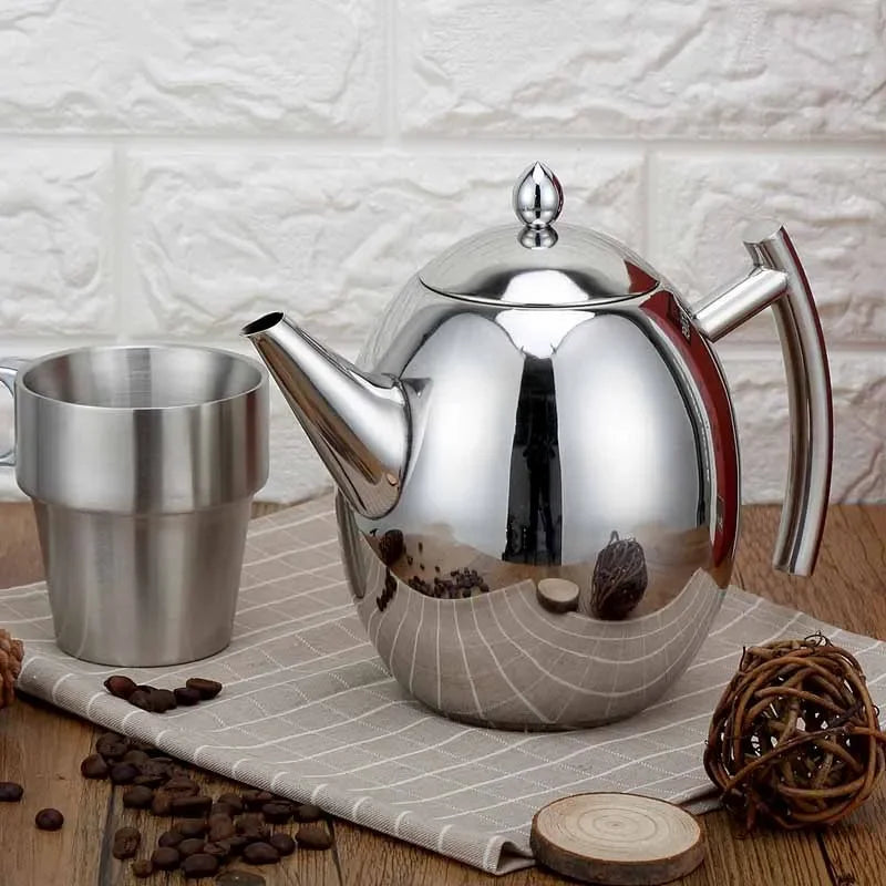 Afralia™ Stainless Steel Tea Infuser Teapot Set with Chinese Strainer for Kitchen Dining