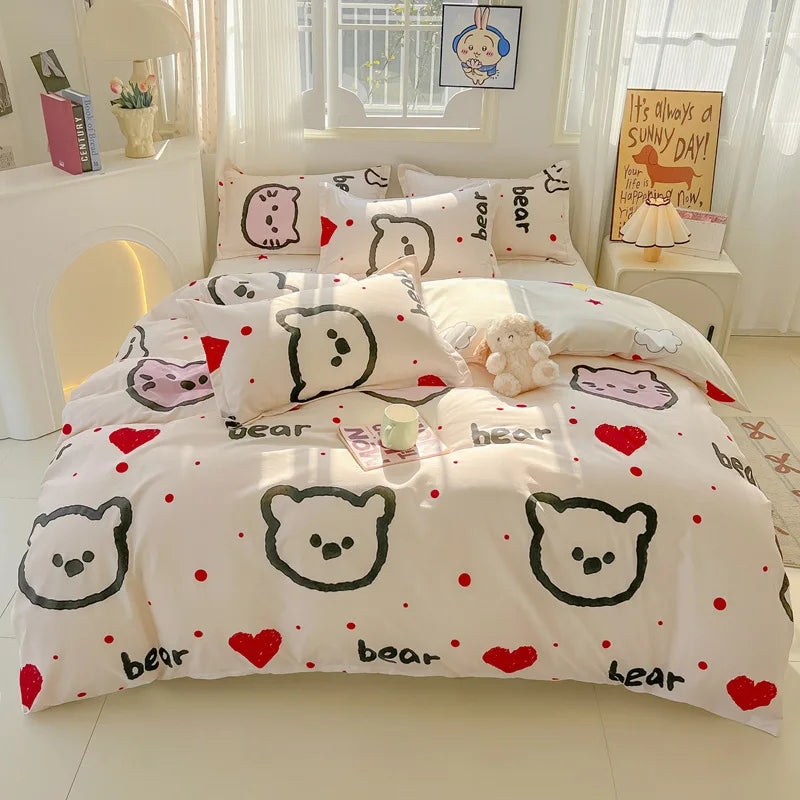 Afralia™ Cartoon Printed Bedding Sets - Soft Quilt Cover Kit for All Seasons