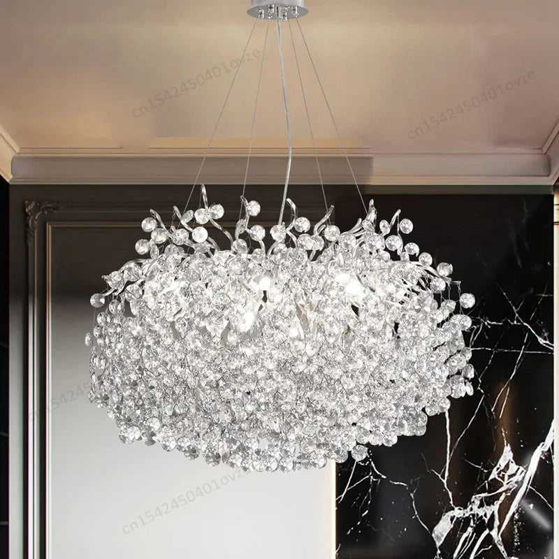 Afralia™ Gold Crystal Ceiling Chandelier: Luxury Lighting for Living Room, Dining Room, Bedroom.