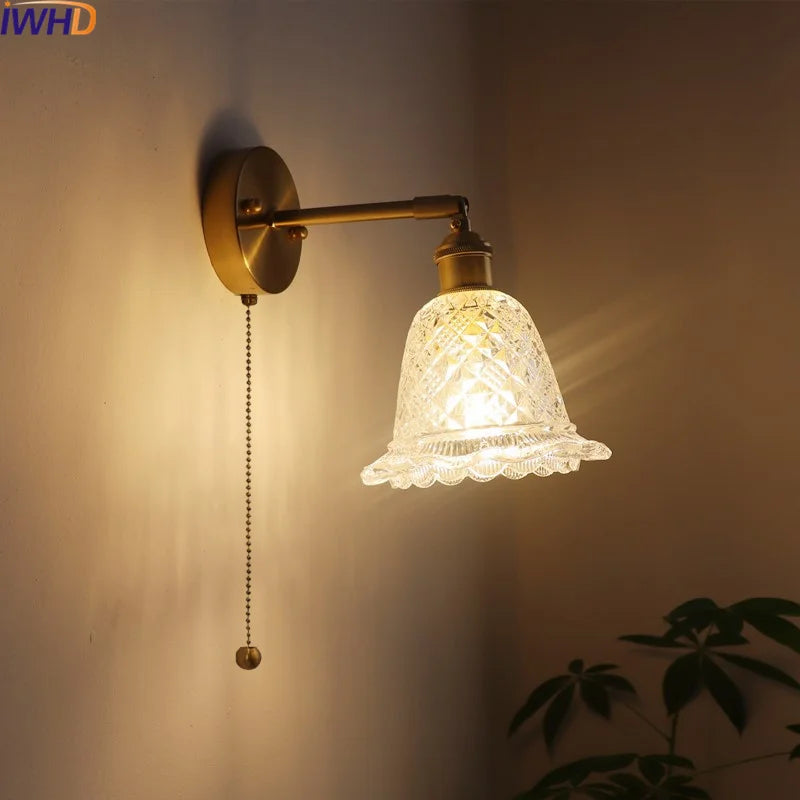 Afralia™ Copper Glass Nordic LED Wall Lights for Balcony Bedroom Mirror Bathroom