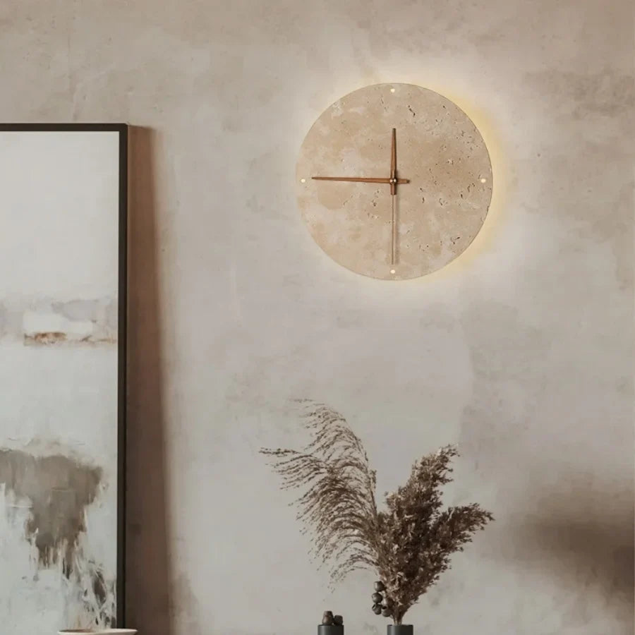 Afralia™ LED Wall Lights Yellow Travertine Stone Modern Bedside Lamp