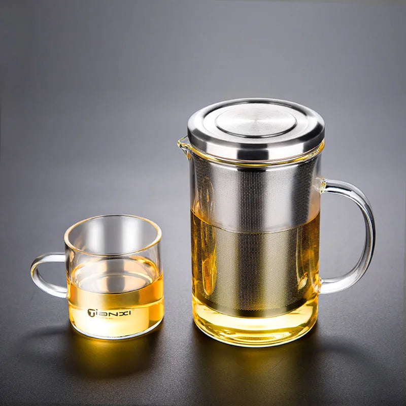 Afralia™ Glass Tea Cup Infuser Set for Kung Fu Tea, Coffee, Liquor & More