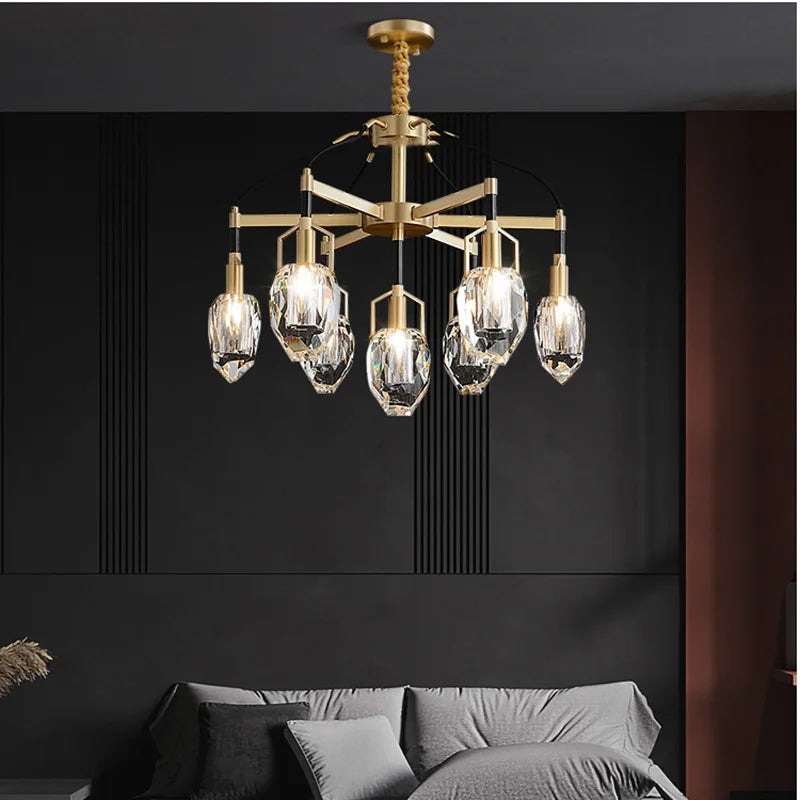 Afralia™ Crystal Chandelier Ceiling Light Modern Design for Living Room Dining Area