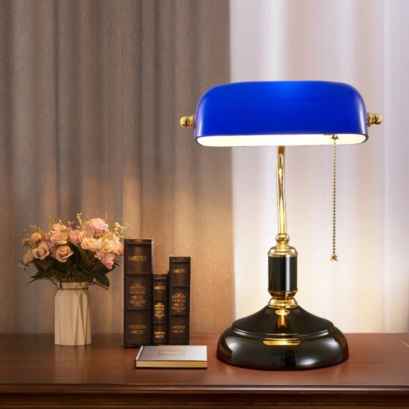 Afralia™ Mid Century Green Bankers Lamp for Bedroom Office Study Home Reading Eye Care