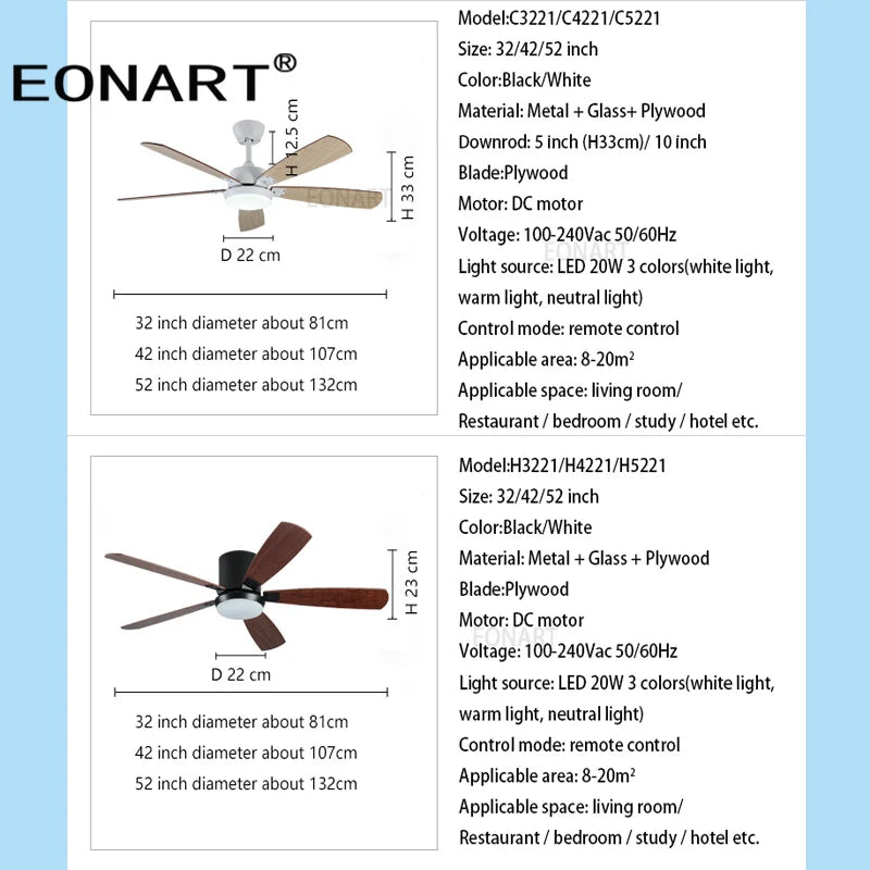Afralia™ 52" LED Ceiling Fan with Modern Design & Remote Control