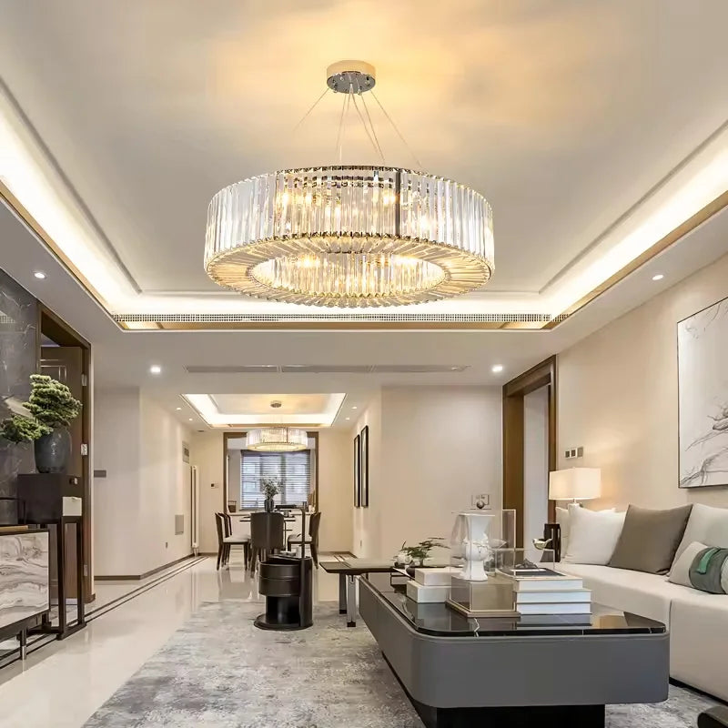 Afralia™ Elegant Crystal Chandelier LED Pendant Light for Home Décor