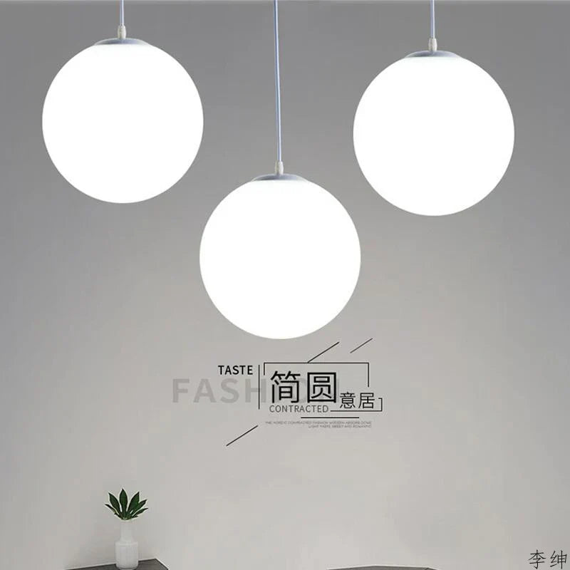 Afralia™ White Acrylic Ball Pendant Light LED Kitchen Fixture Industrial Indoor Lamp